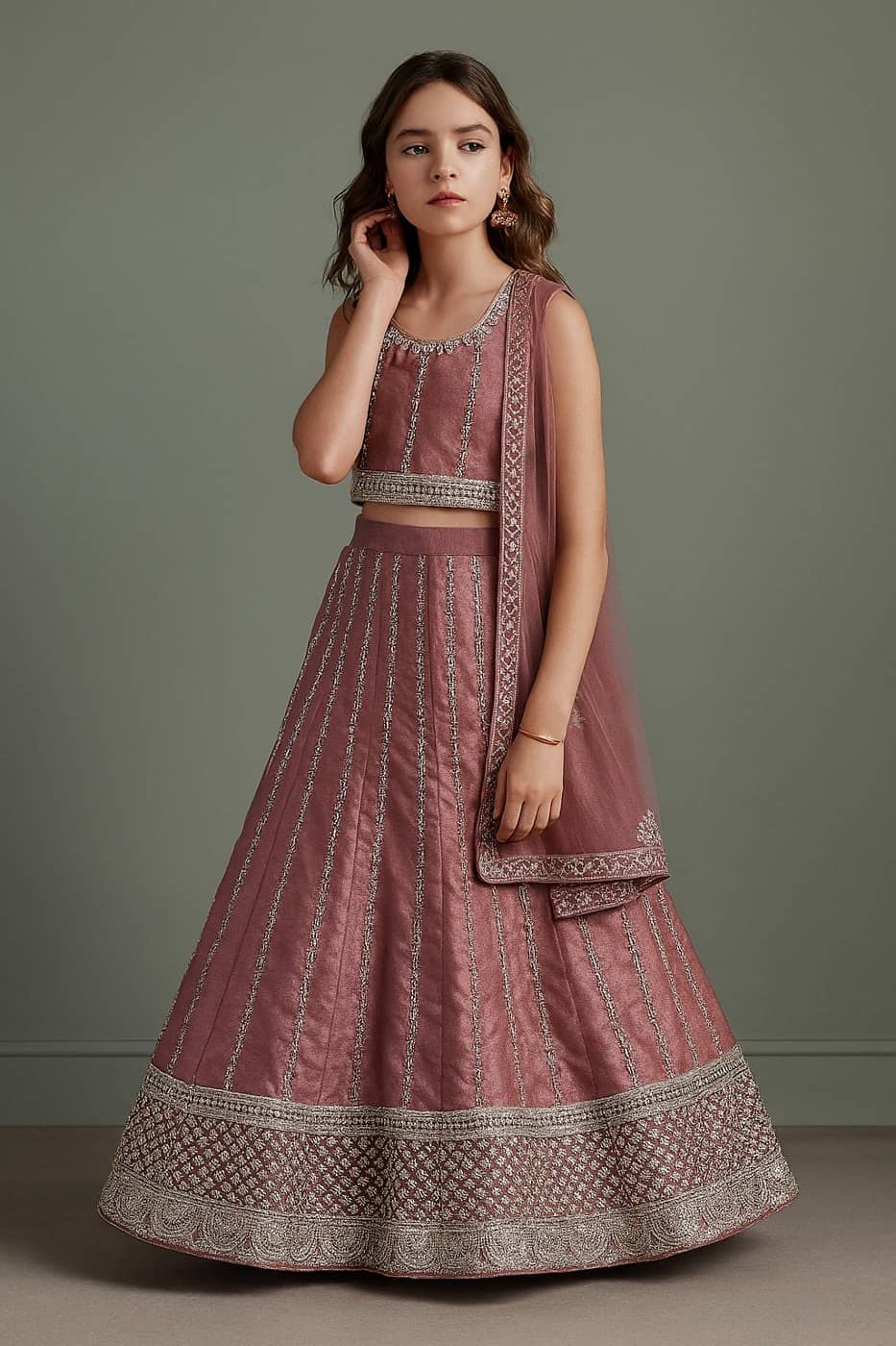 Dusky Rose Zardosi Lehenga Set