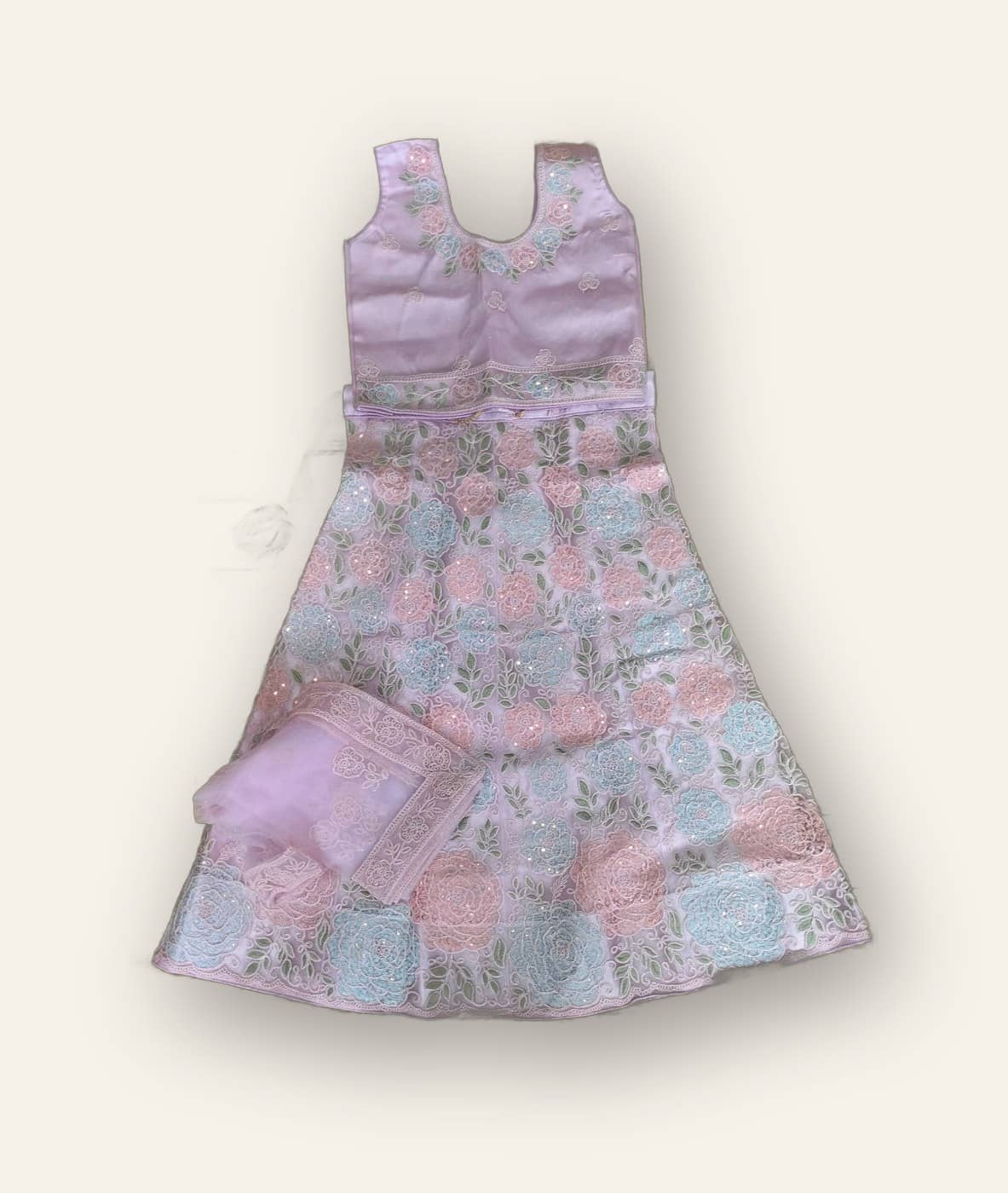 Lilac Mirror-Work Lehenga Set