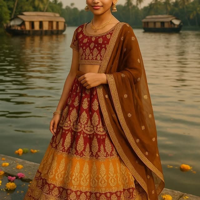 Mesmerising Mustard & Royal Red — Lehenga Set